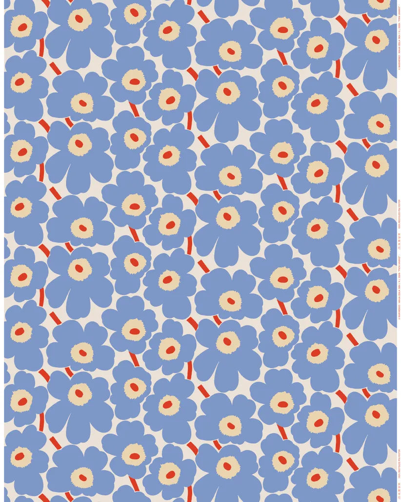 Marimekko Unikko Outdoor Fabric, Off White/Light Blue/Melon/Orange Marimekko Unikko Outdoor Fabric, Off White/Light Blue/Melon/Orange