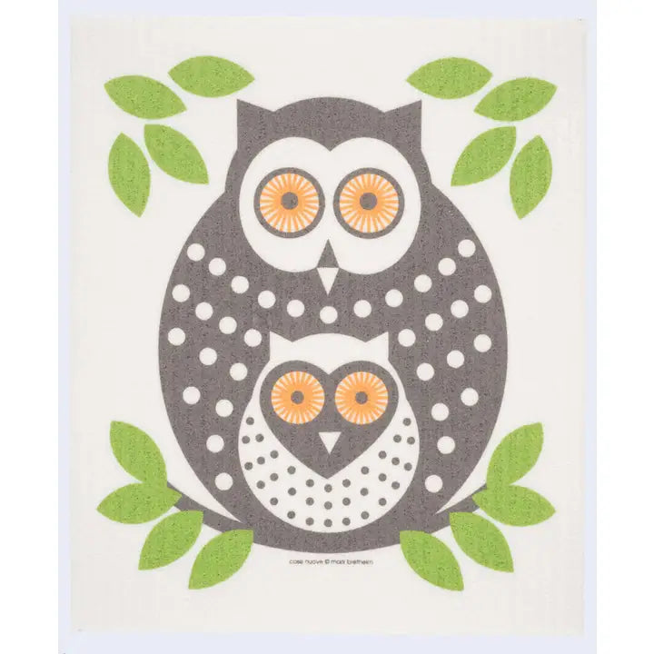 Owls Green Swedish Dishcloth