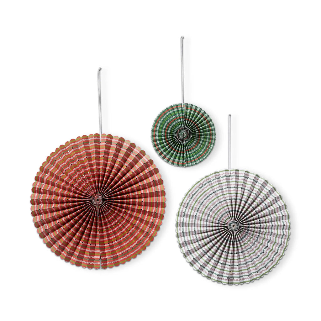 Festive Stripe Paper Fan Decor, Set/3
