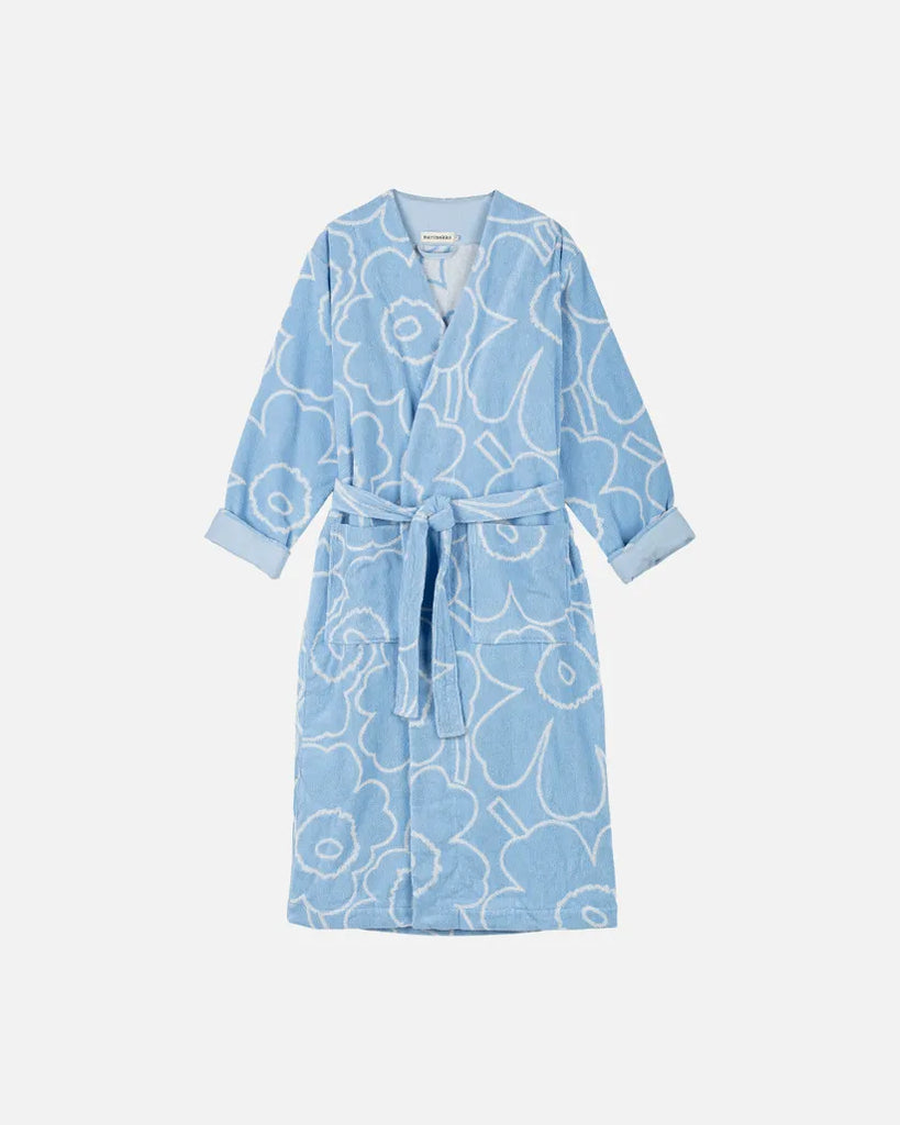 Marimekko Piirto Unikko Bathrobe, Light Blue