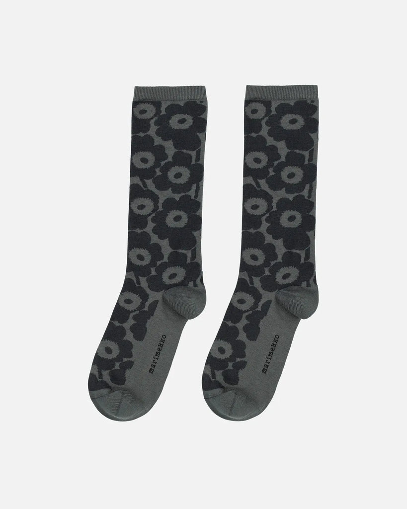 Marimekko Pinnat Unikko Socks, Black/Dark Grey