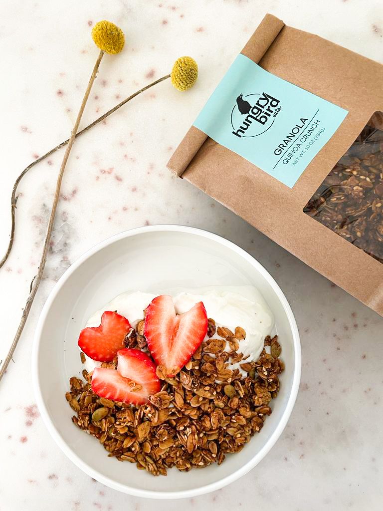 Hungry Bird Eats Quinoa Crunch Granola