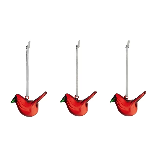 iittala Mini Glass Birds 3 Assorted, Red