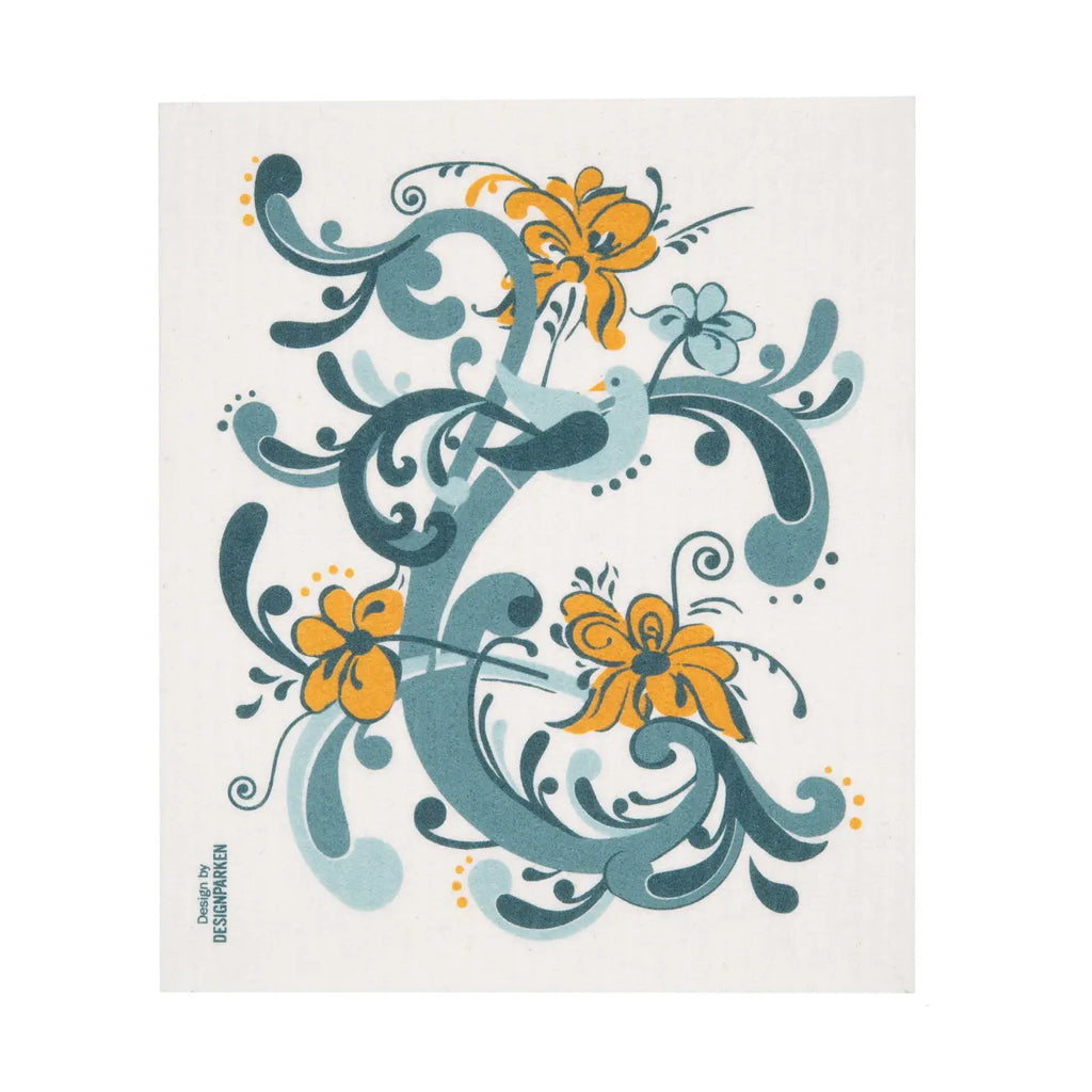 Rosemaling Swedish Dishcloth