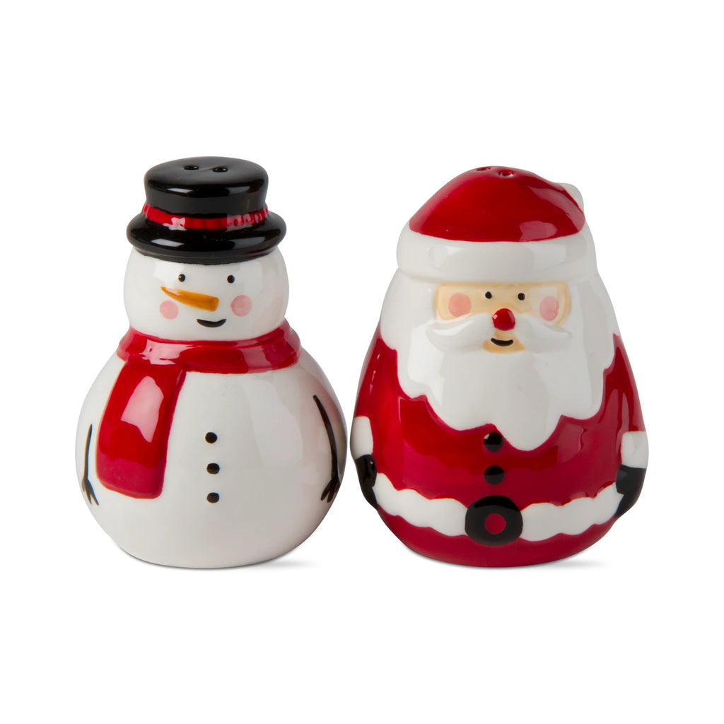 Jolly Santa & Snowman Salt & Pepper Set