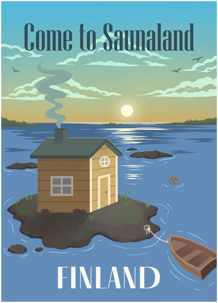 Come to Finland Poster, Sauna Island