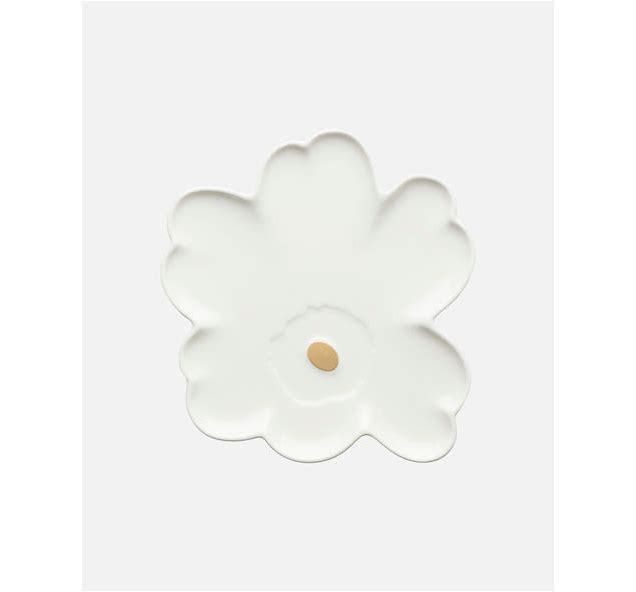 Marimekko Oiva / Unikko Shape Plate, White/Gold