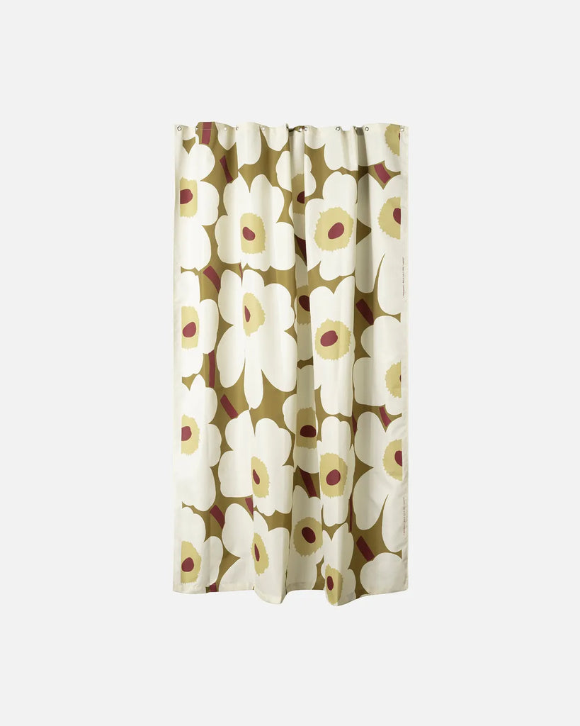Marimekko Unikko Shower Curtain, Green Umber/Cream