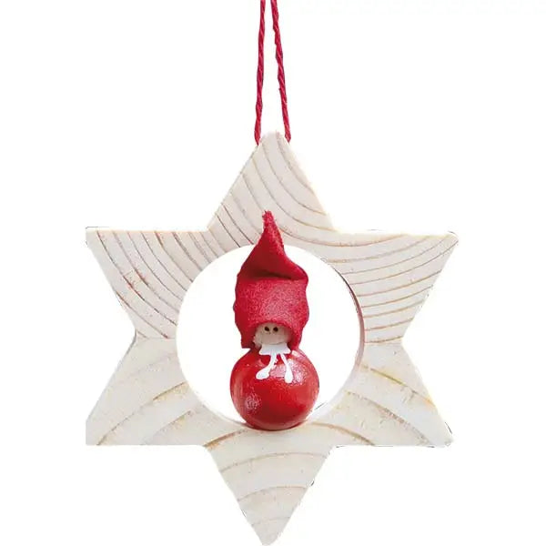 Wood Santa & Star Ornament