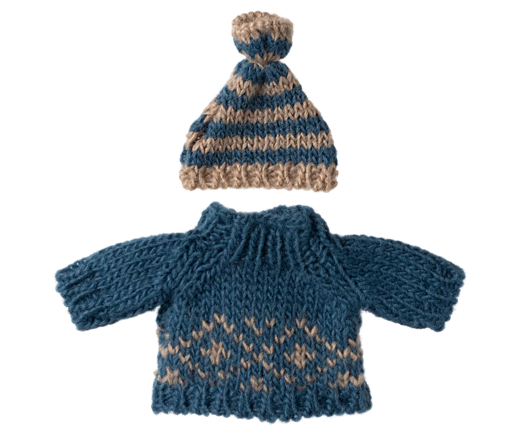Maileg Knitted Sweater and Hat, Dad Mouse