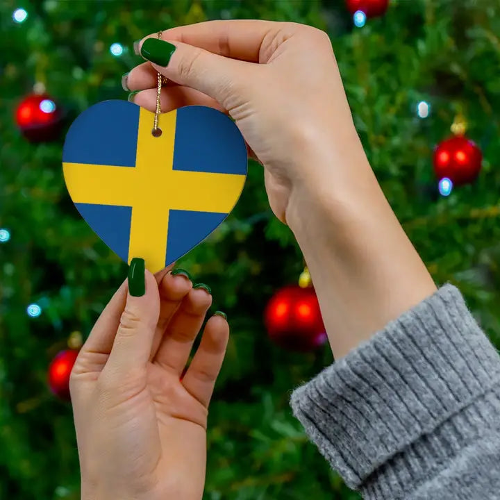 Swedish Flag Heart Ornament