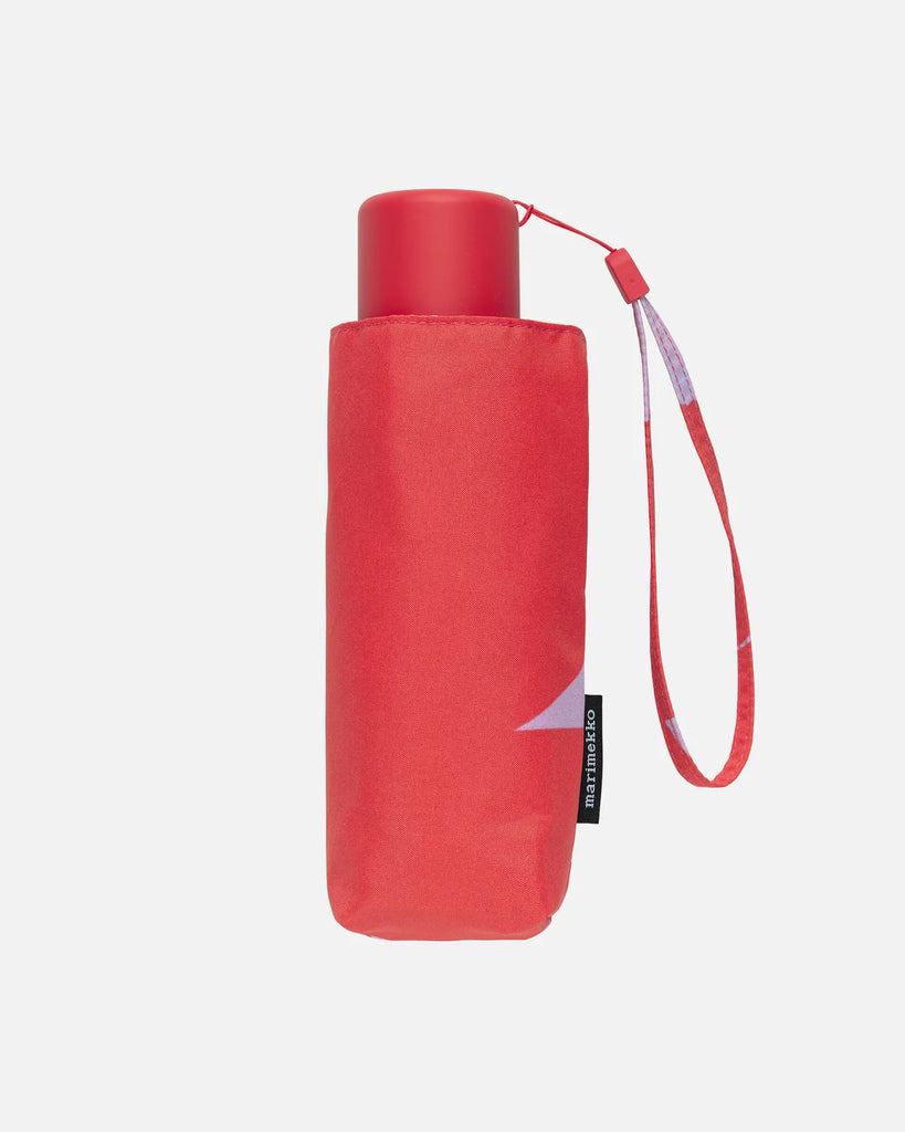 Marimekko Mini Manual Unikko Umbrella, Red/Lilac
