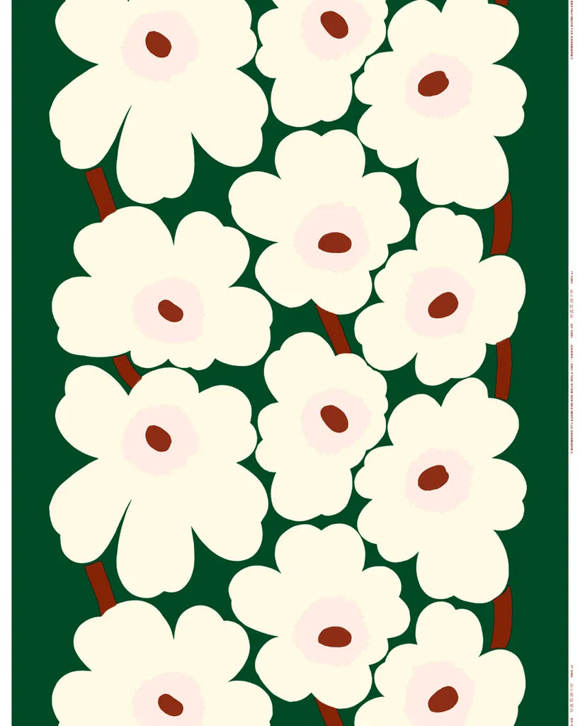 Marimekko Unikko 100% Cotton Fabric, Dark Green/Off White/Light Pink