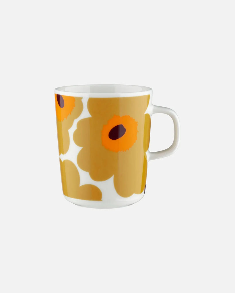 Marimekko Oiva / Unikko Mug, White/Caramel/Warm Orange