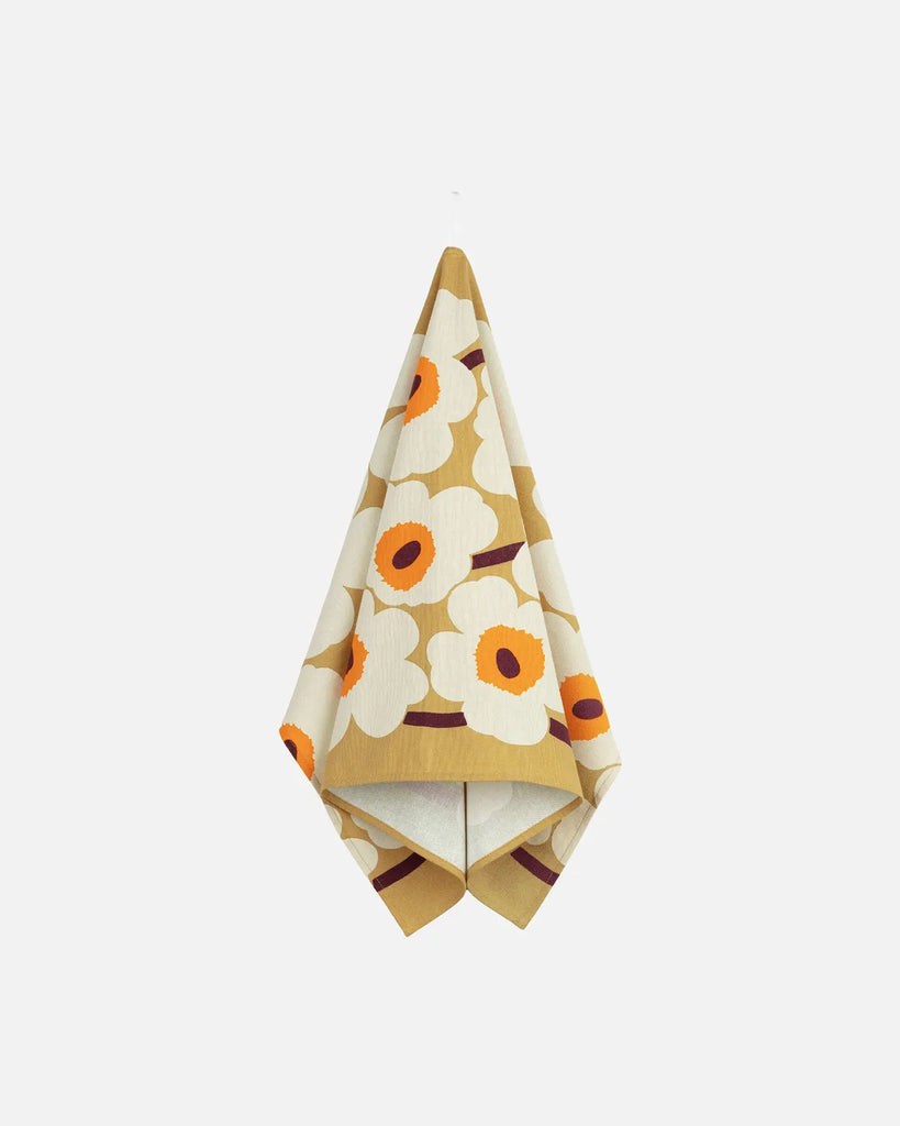 Marimekko Unikko Tea Towel, Caramel/Cream/Warm Orange
