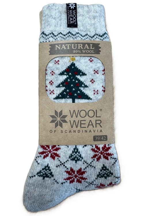 Wool Wear 80% Wool Socks, Christmas Tree