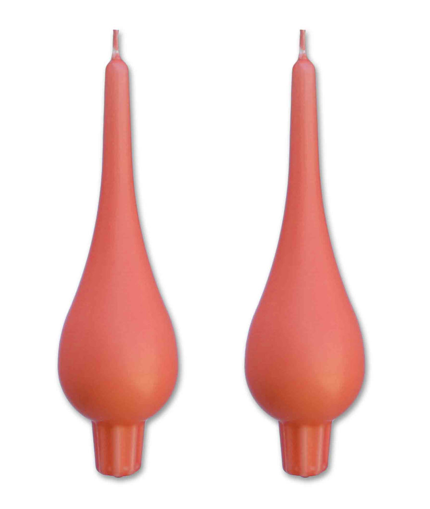 Large Drop Candle Pair, Coral