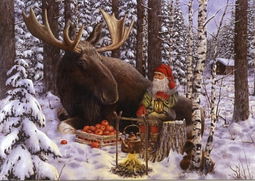 Jan Bergerlind Tomte & Moose Christmas Cards, Box of 12