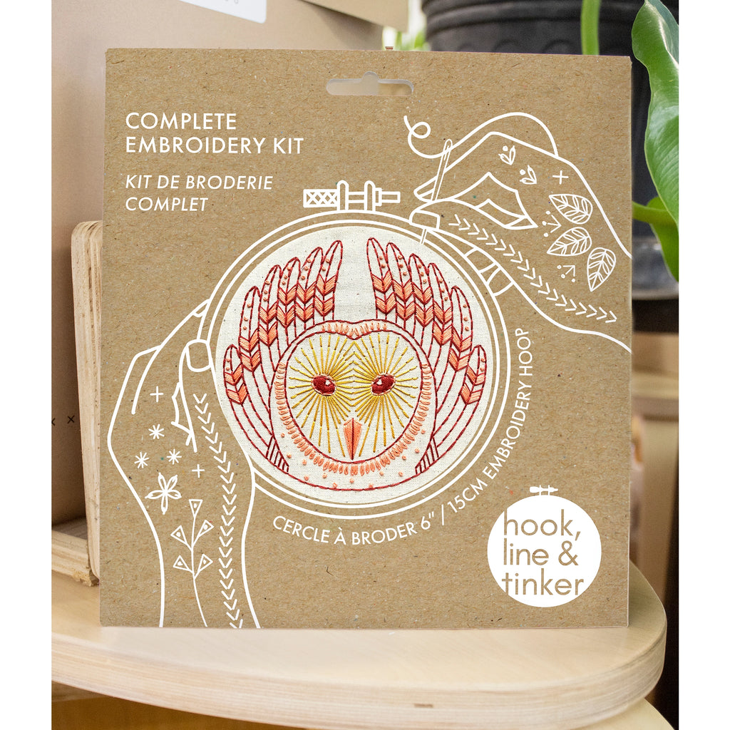 Hook, Line & Tinker Embroidery Kit, Barn Owl
