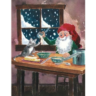 Tomten Porridge Finnish Christmas Card, Single