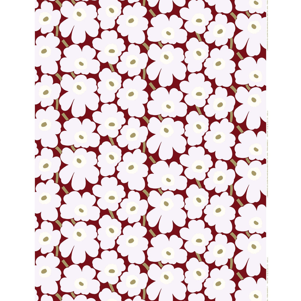 Marimekko Pieni Unikko 100% Cotton Fabric, Dark Red/Red/Natural White