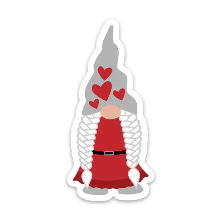 Heart Girl Gnome Sticker