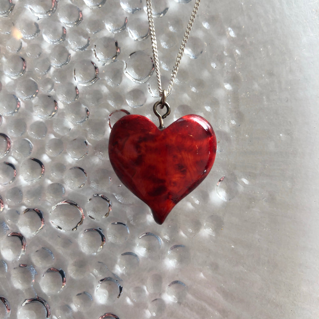 Burlwood Heart Necklace