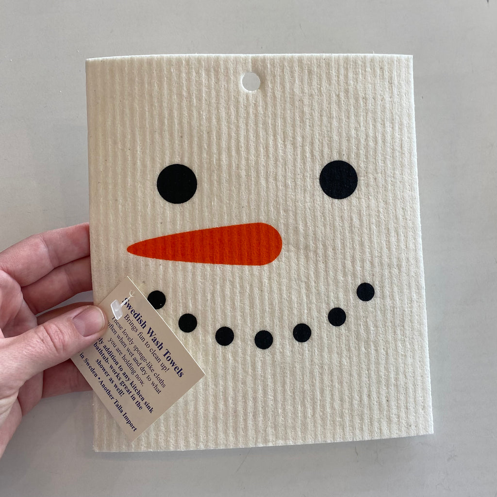 Snowman Face Swedish Dishcloth