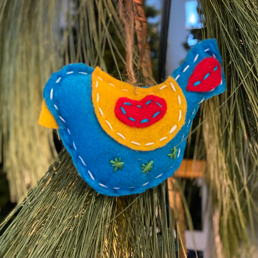 Jul Gems Felt Ornament, Blue Bird