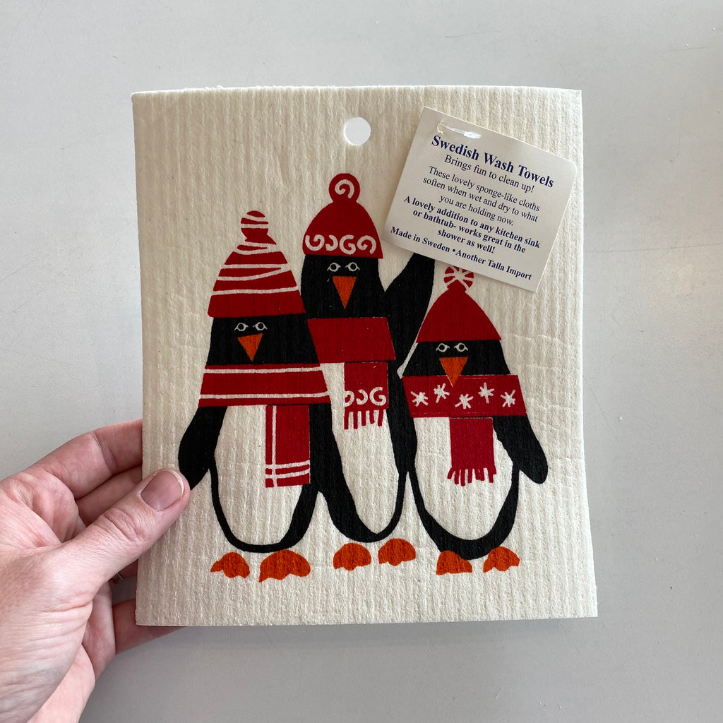 Winter Penguins Swedish Dishcloth