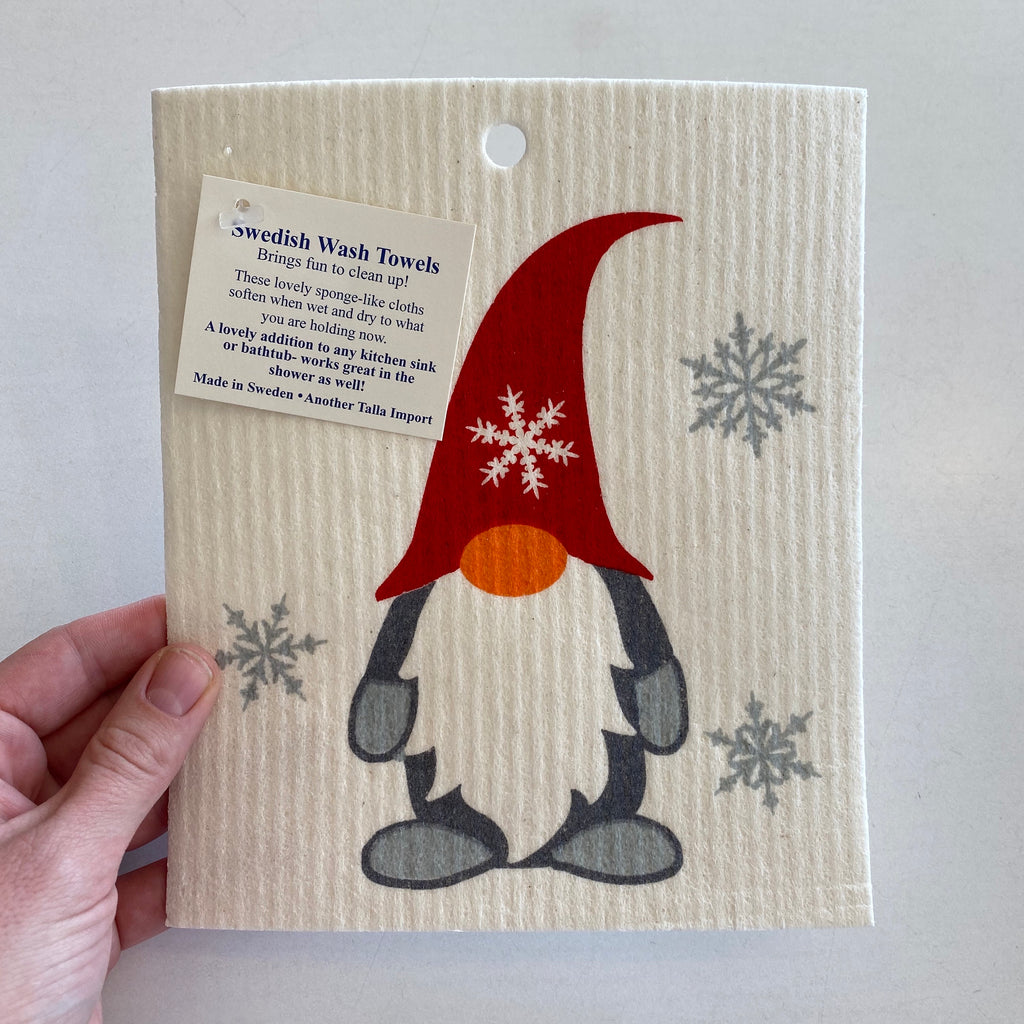 Gnome with Snowflakes Swedish Dishcloth
