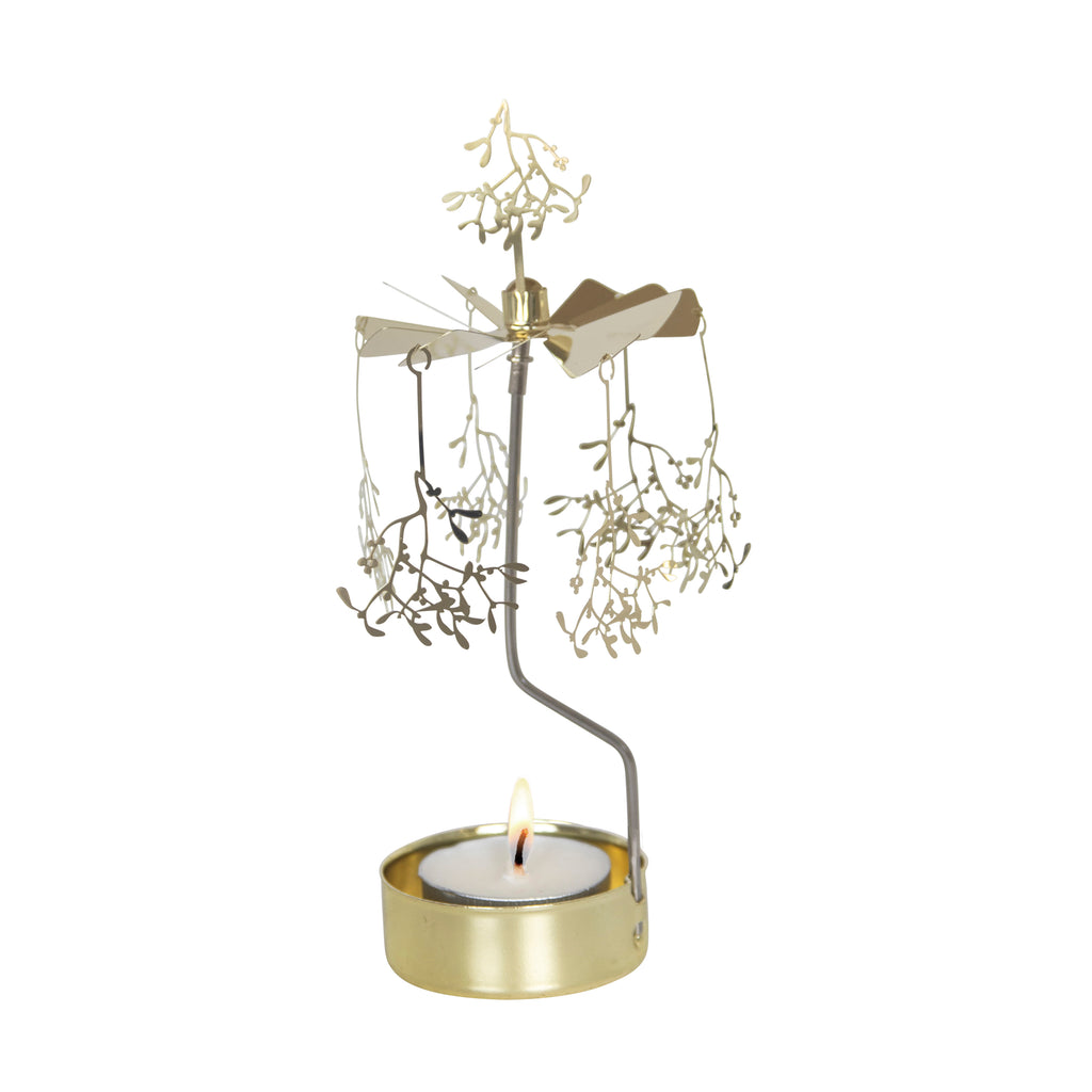 Pluto of Sweden Rotary Candleholder, Mistletoe Gold