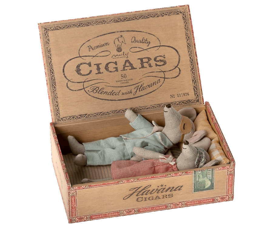 Maileg Mum and Dad Mice in Cigar Box