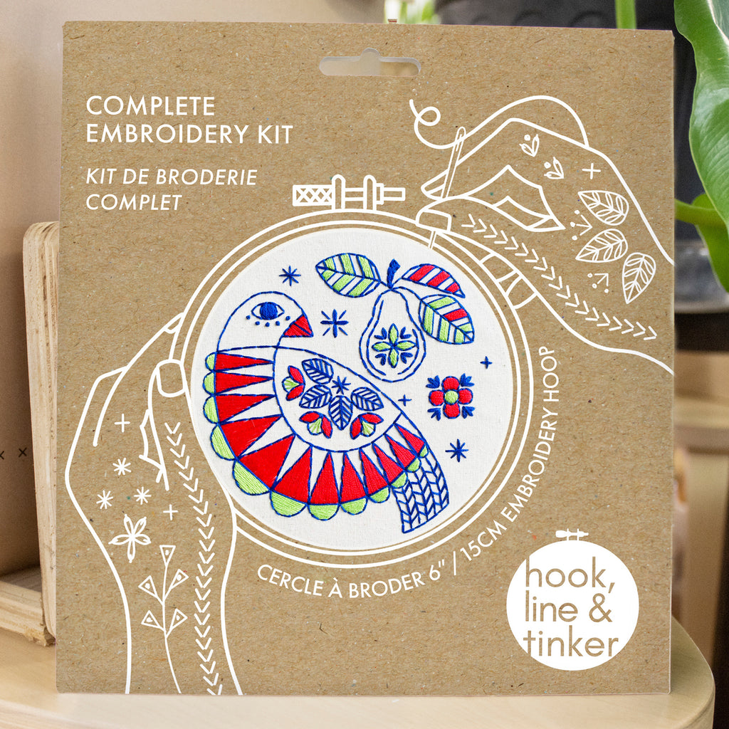 Hook, Line & Tinker Embroidery Kit, Partridge
