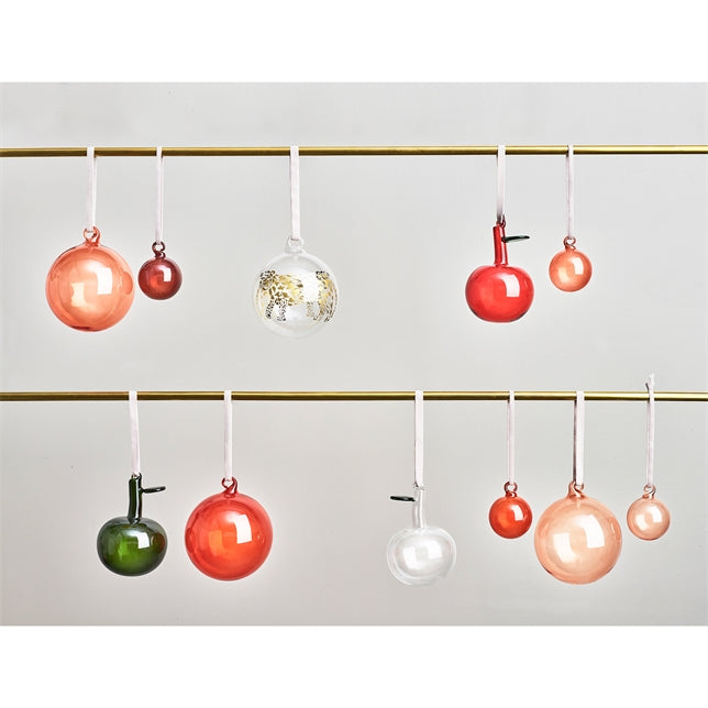 iittala Red Glass Ball Ornaments Set/5, 3.25"