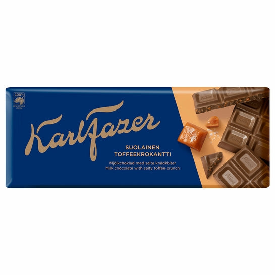 Karl Fazer Salty Toffee Crunch Milk Chocolate Bar