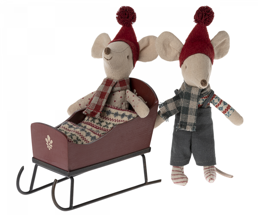Maileg Sleigh Red, Mouse