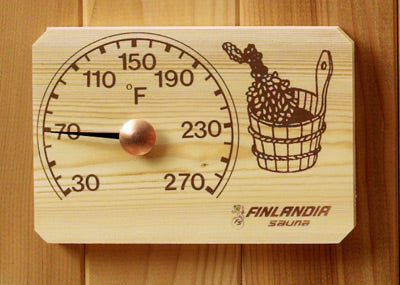 Pine Sauna Thermometer with Bucket & Birch