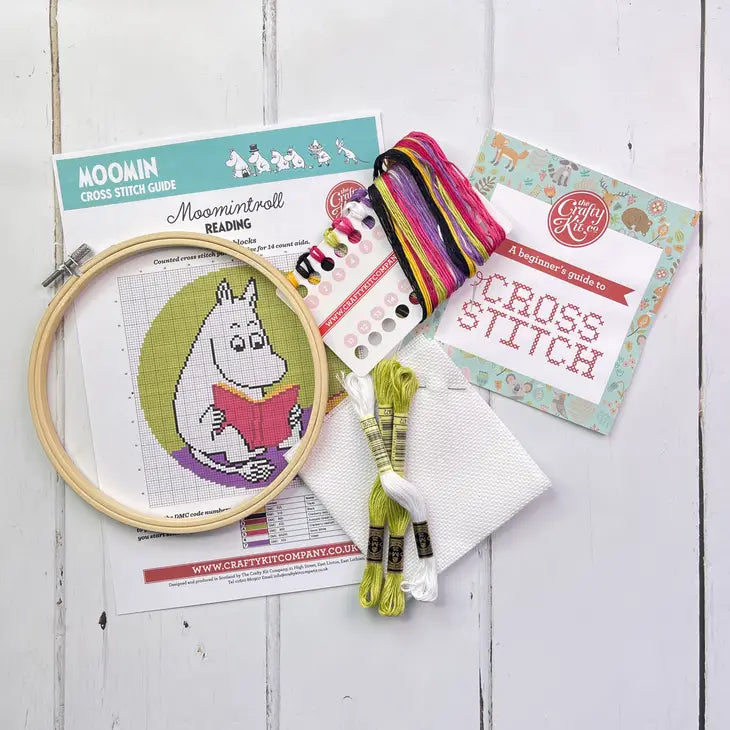 Crafty Kit Moomin Cross Stitch Kit - Moomintroll Reading