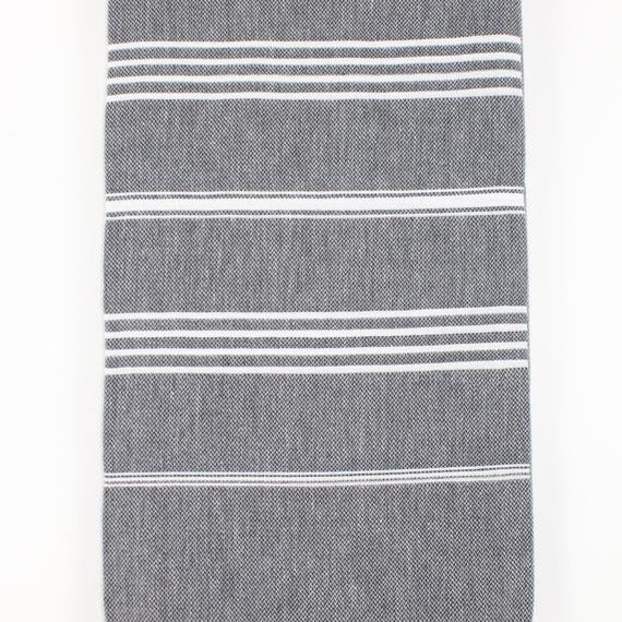 Premium Turkish Classic Striped Peshtemal Towel, Black