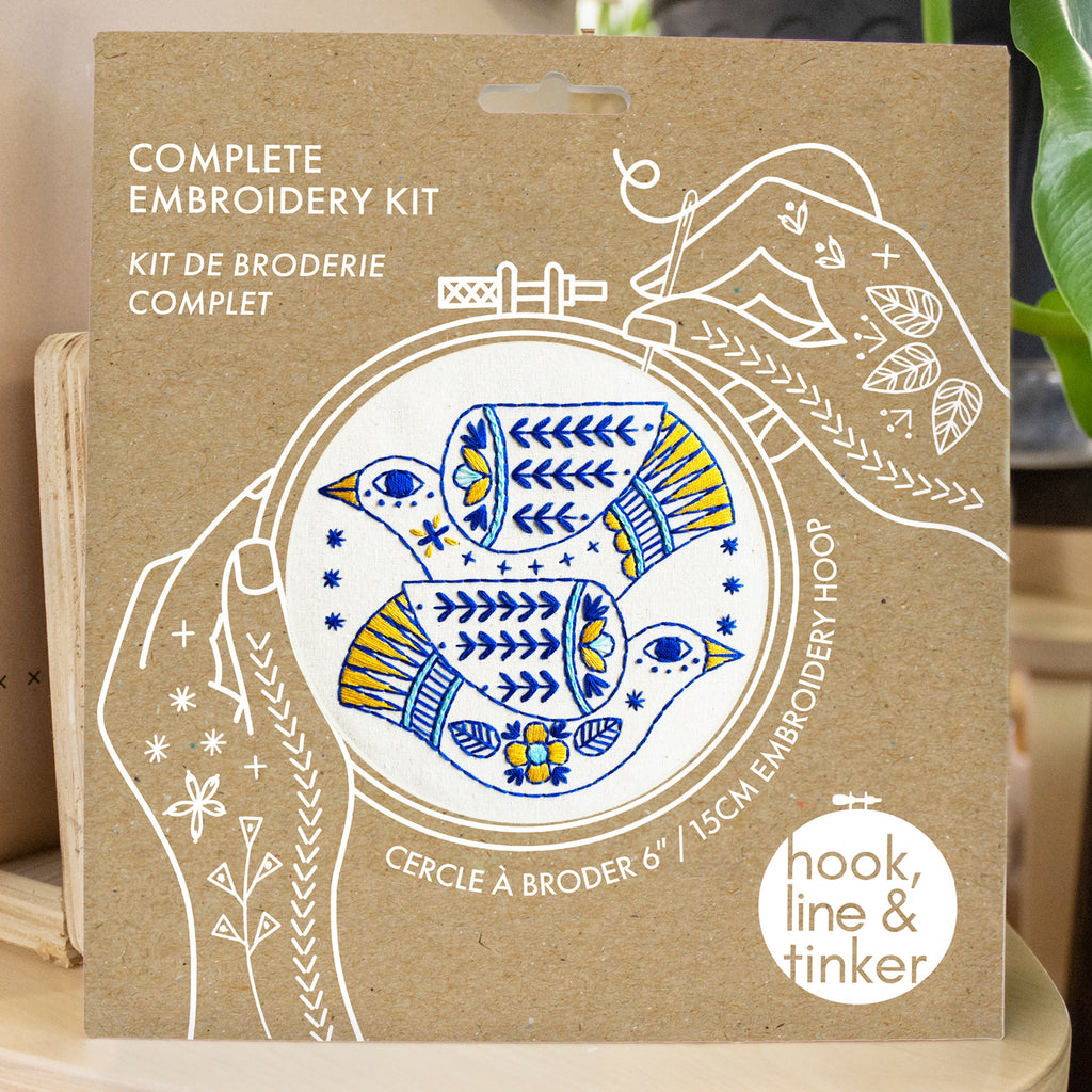Hook, Line & Tinker Embroidery Kit, Turtle Doves